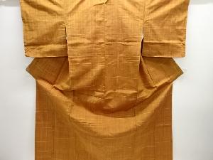 未使用品　格子模様織り出し手織り節紬着物